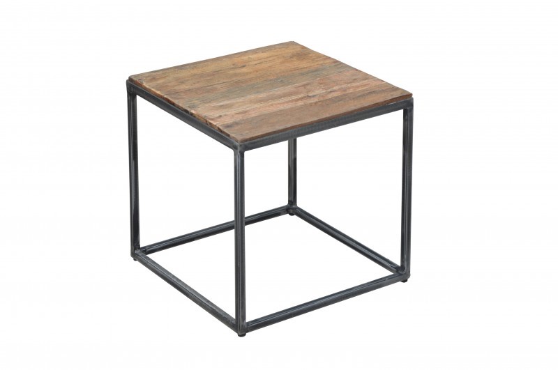 Estila Industriálny príručný stolík Cobra 40cm z teakového dreva
