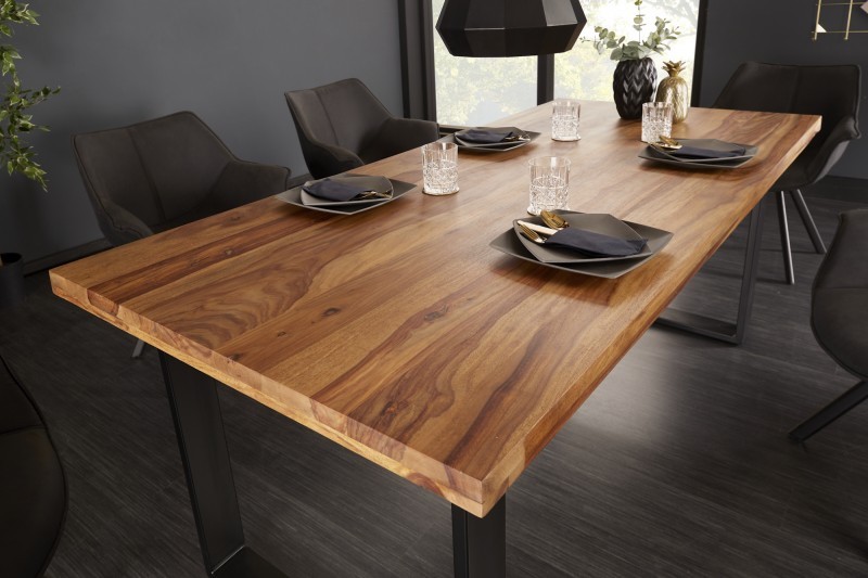 Estila Industriálny dizajnový jedálenský stôl Steele Craft z masívneho dreva palisander s čiernymi nohami 180cm