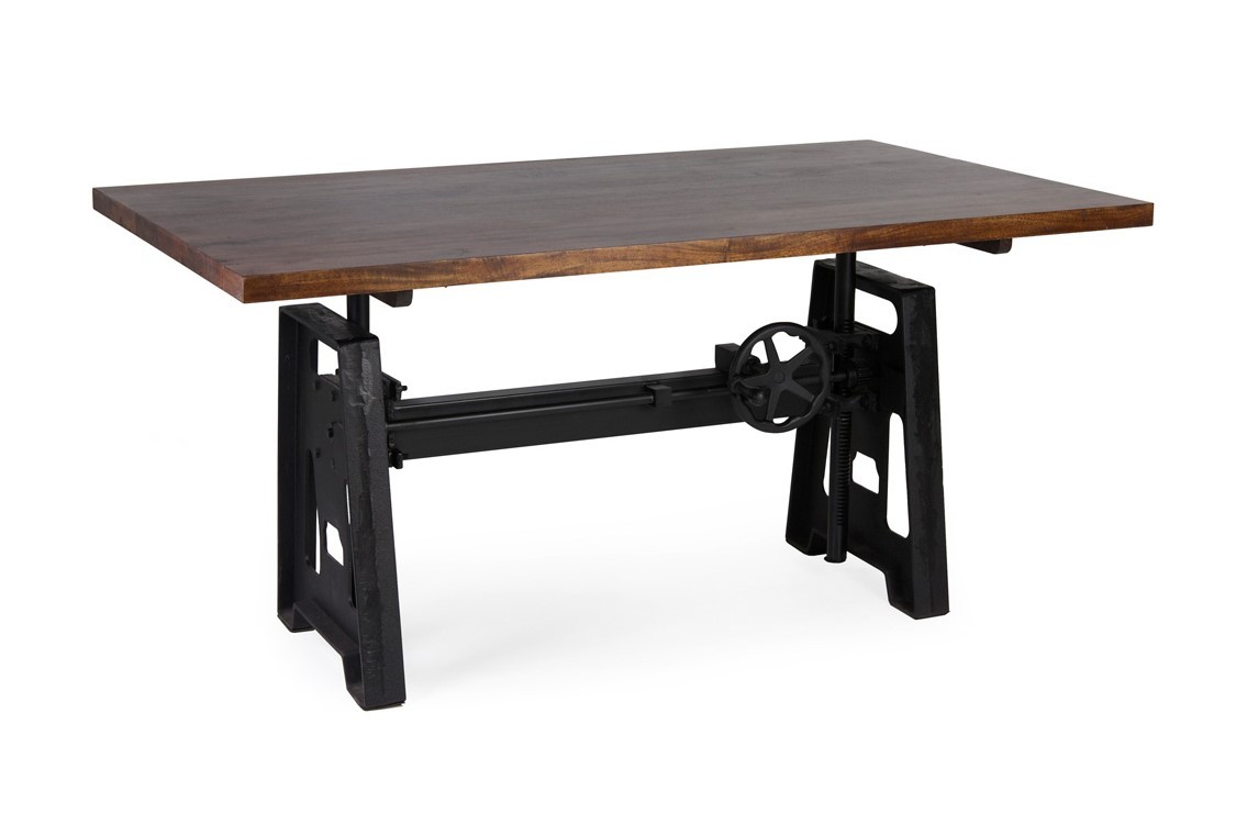 Estila Industriálny jedálenský stôl HIERRO z masívneho mangového dreva s kovovou konštrukciou 160cm