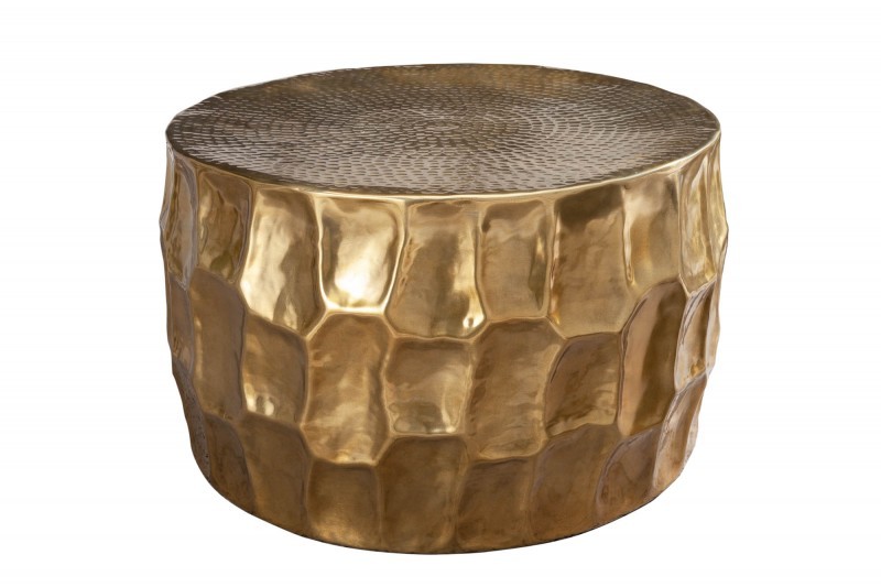 Estila Orientálny zlatý konferenčný stolík Siliguri v zaoblenom tvare 68cm