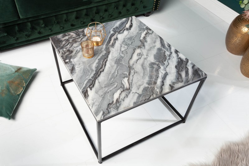 Estila Art-deco dizajnový konferenčný stolík Elements Gris z lešteného mramoru 50cm