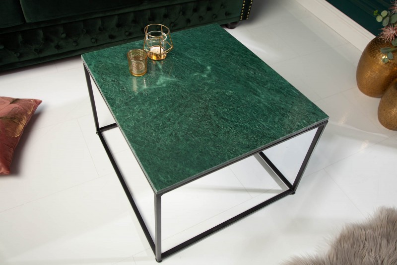 Estila Art-deco dizajnový konferenčný stolík Elements z mramoru v zelenej farbe 50cm