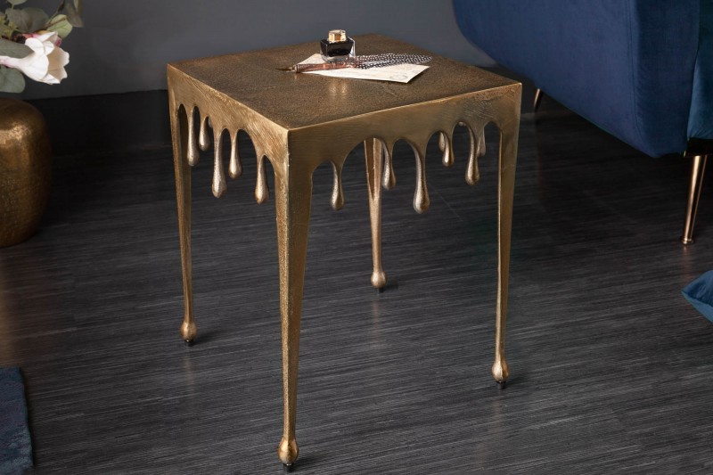 Estila Art-deco príručný stolík Liquid Line v zlatej farbe 44cm