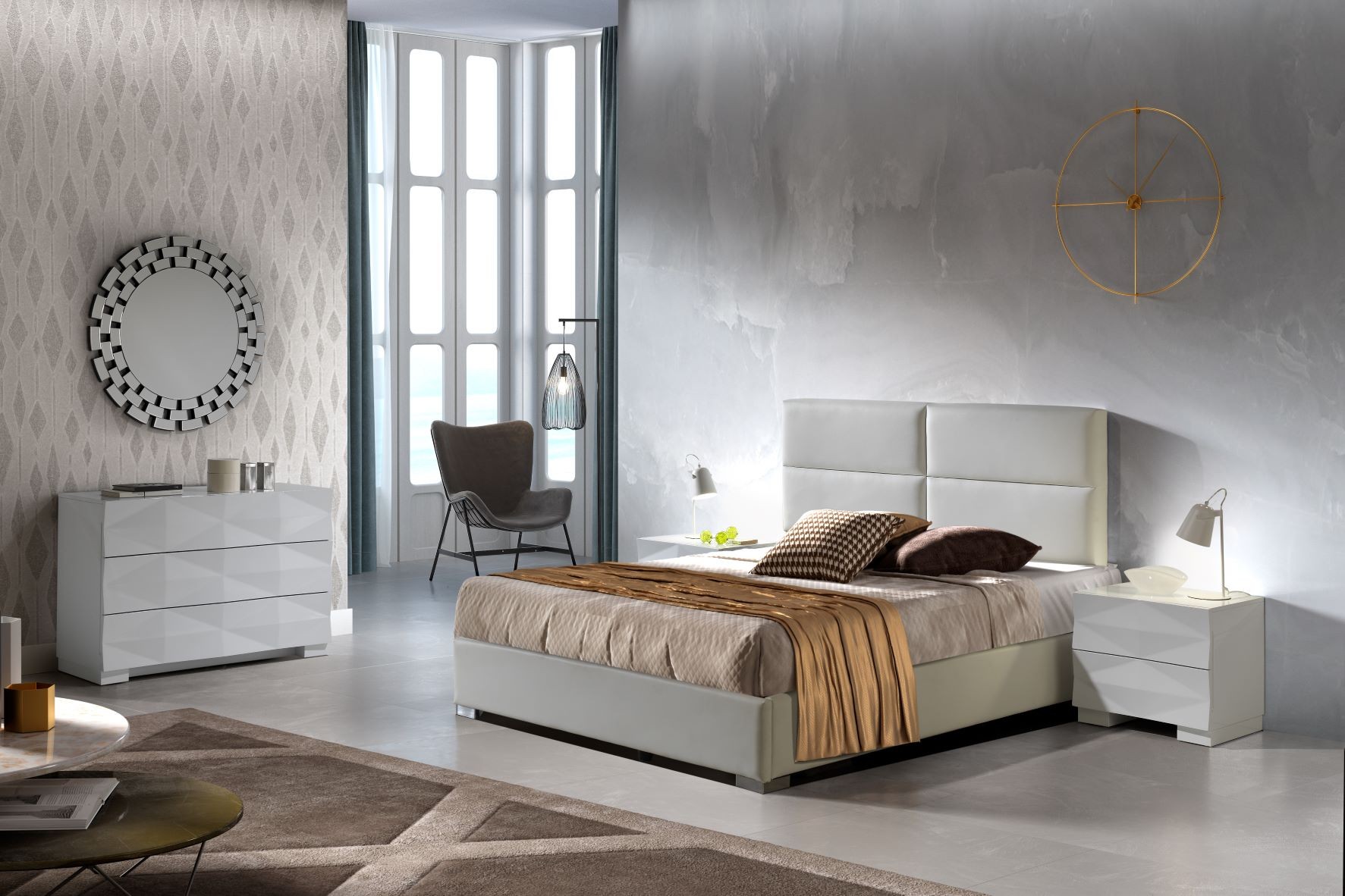 Estila Moderná manželská posteľ Sara s čalúnením z ekokože s elegantným prešívaním 140-180