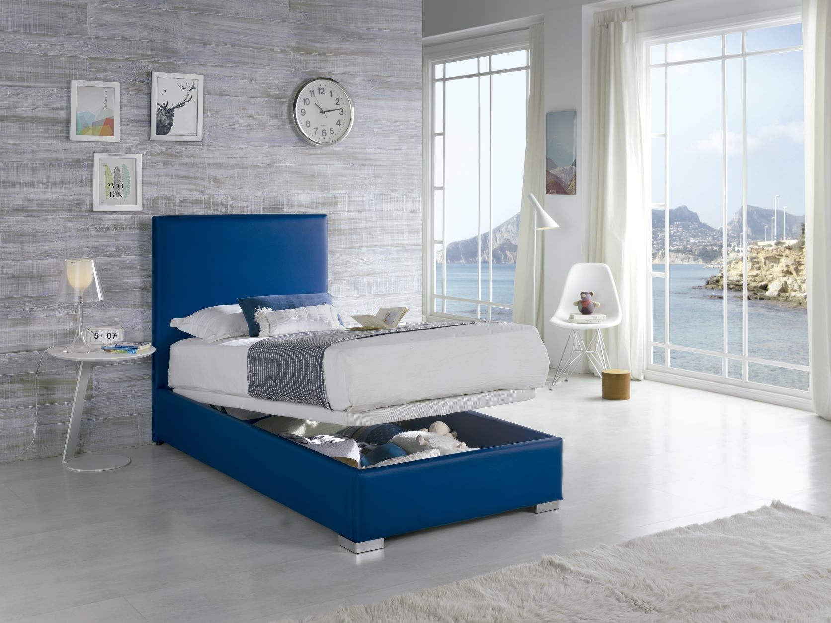 Estila Moderná jednolôžková kožená posteľ Piccolo s úložným priestorom 90-105cm