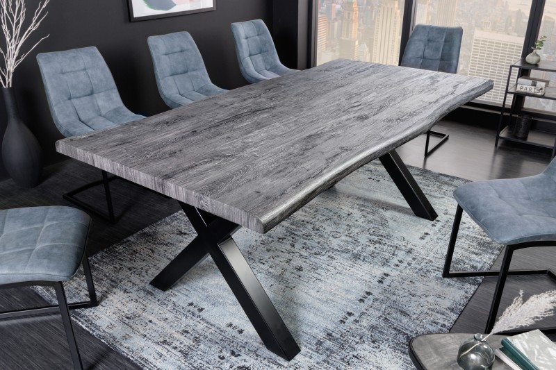 Estila Industriálny jedálenský stôl Garret z dreva v prevedení divoký dub sivej farby a s čiernymi nohami 180 cm