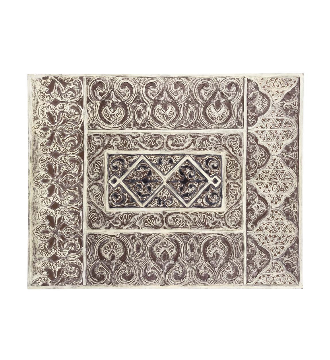 Estila Dekoračný nástenný panel Moletto obdĺžnikového tvaru v štýle etno v svetlých hnedých odtieňoch 90cm