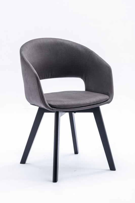 Estila Dizajnová moderná jedálenská stolička Lena so sivým čalúnením a čiernymi nohami z dreva 79cm