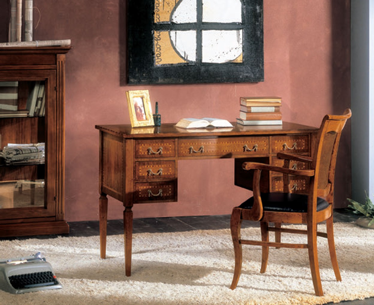 Estila Luxusný rustikálny pracovný stôl Selest z masívneho dreva v hnedej farbe so siedmimi zásuvkami 120 cm