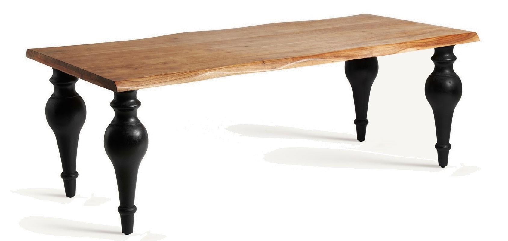Estila Luxusný vintage obdĺžnikový jedálenský stôl Zena Noir s čiernymi vyrezávanými nožičkami a masívnou vrchnou doskou 220 cm