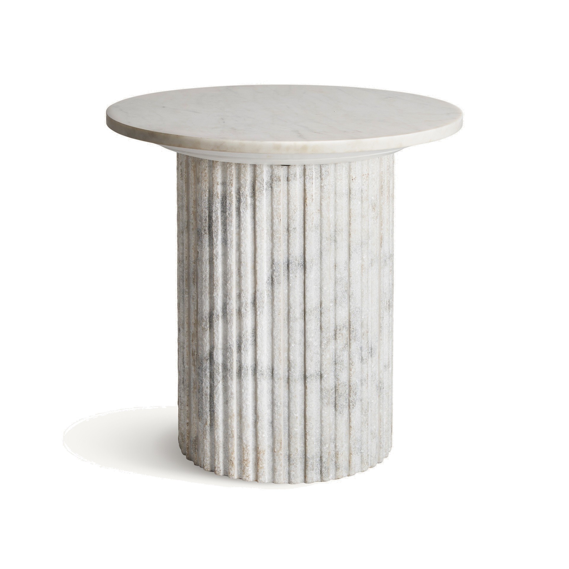 Estila Luxusný okrúhly mramorový biely príručný stolík Demetrios s dizajnom antického stĺpa 55 cm