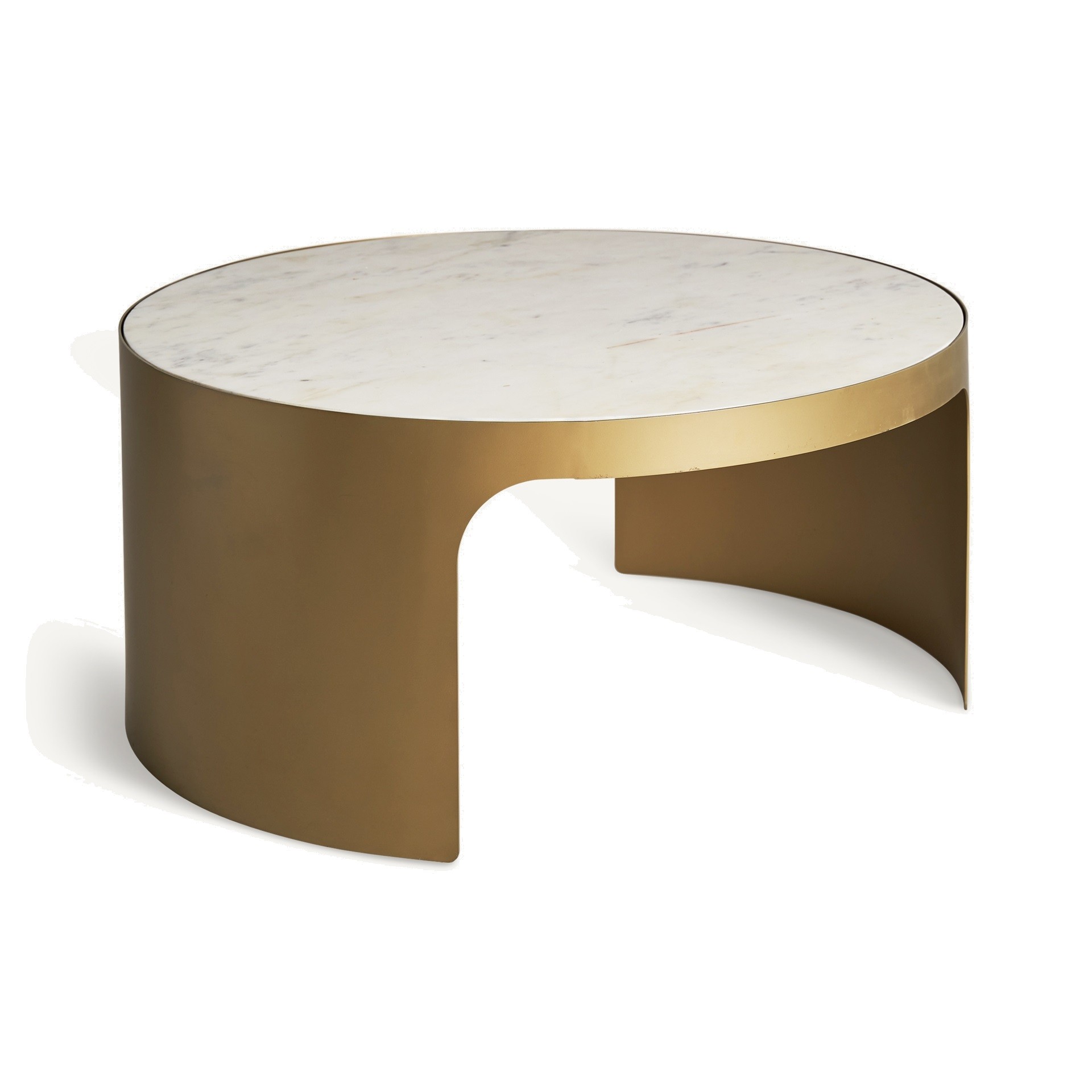 Estila Luxusný art deco okrúhly konferenčný stolík Moneo s bielou mramorovou doskou a zlatou podstavou 80 cm