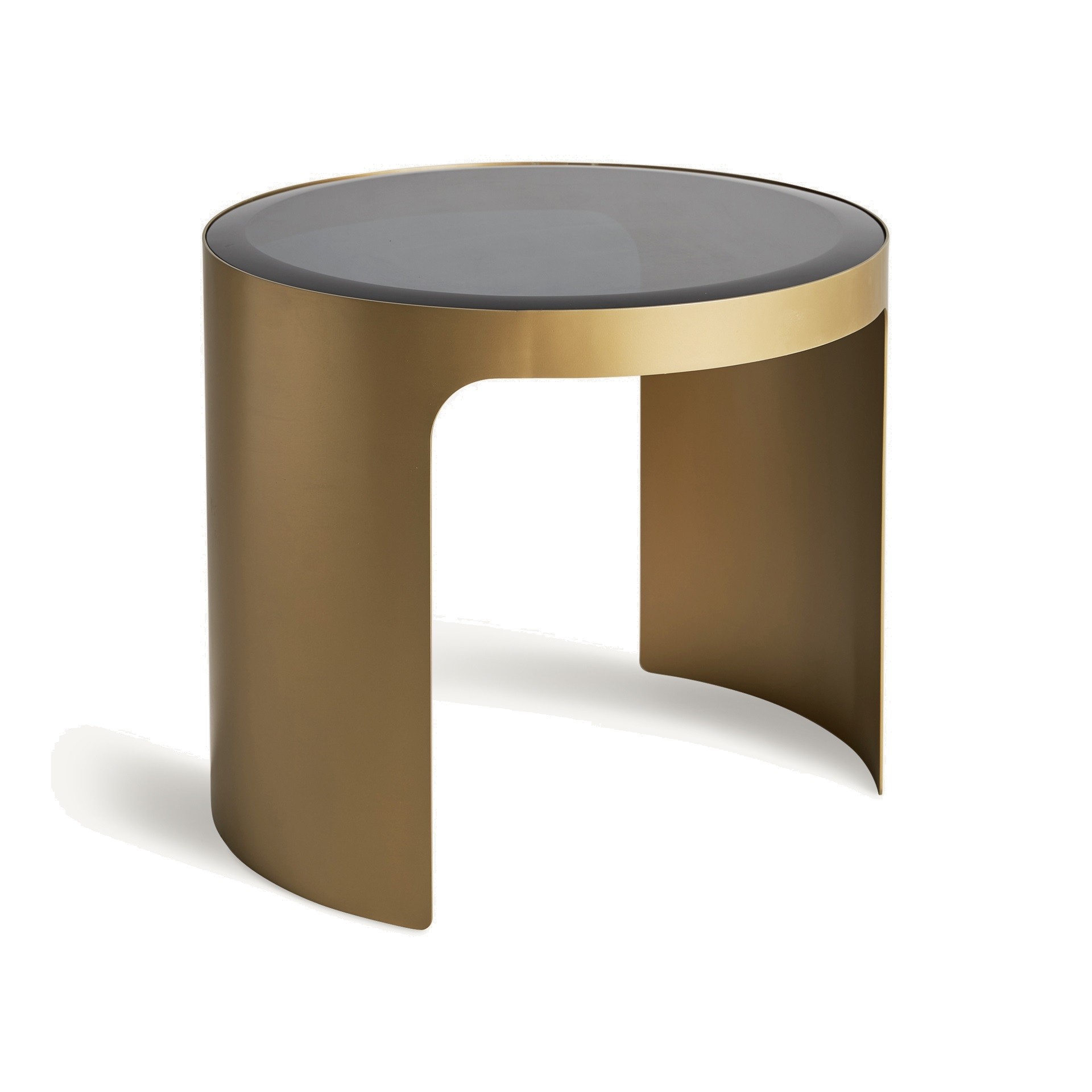 Estila Luxusný glamour príručný stolík Moneo s vrchnou doskou z čierneho skla a dizajnovou zlatou podstavou 55 cm