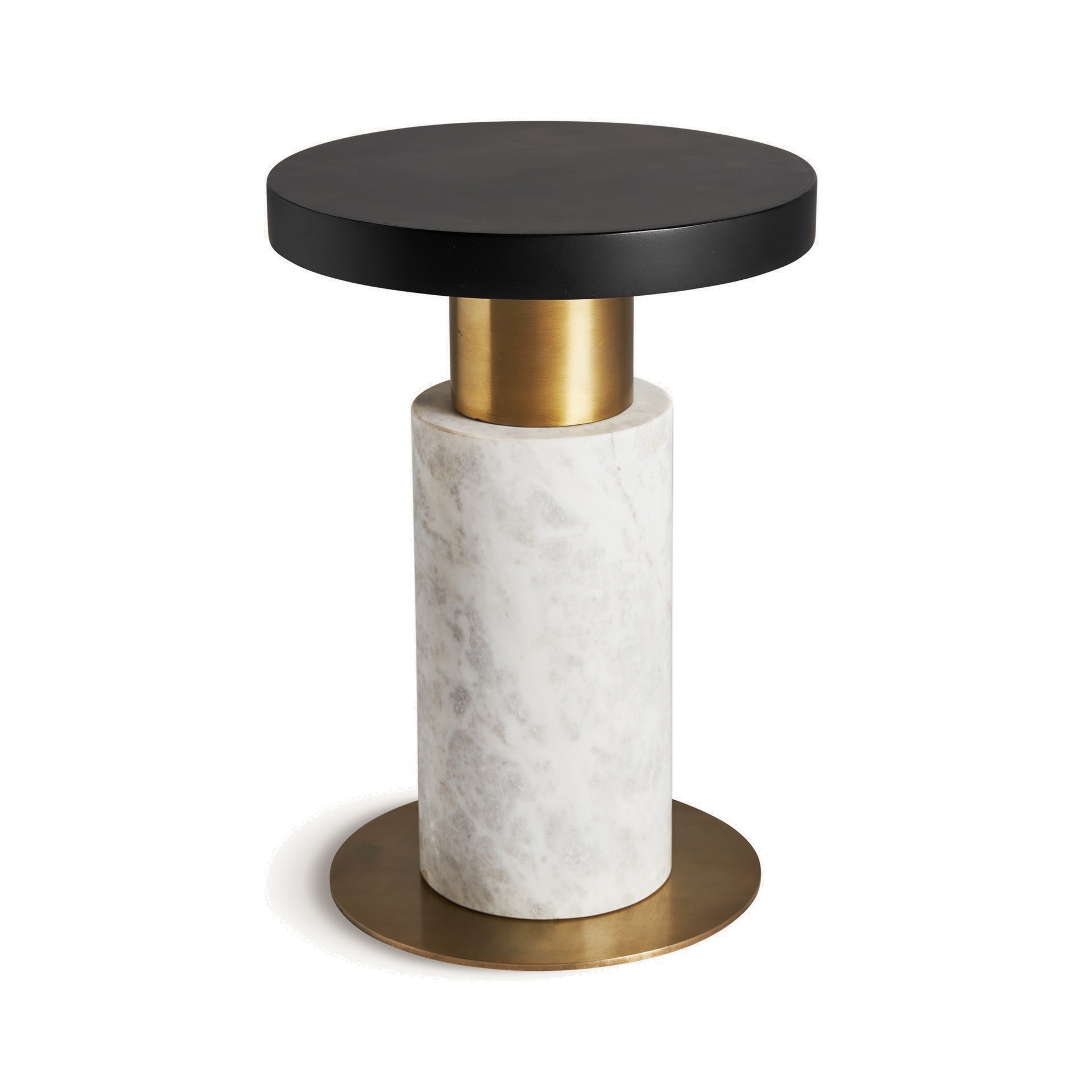 Estila Luxusný okrúhly art deco príručný stolík Preston s dizajnovou zlato bielou mramorovou nohou 33 cm