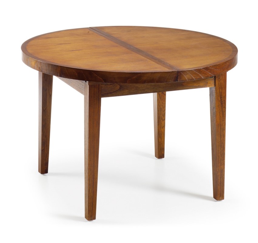 Moycor luxusný okrúhly rozkladací jedálenský stôl z tmavého masívneho dreva Mindi