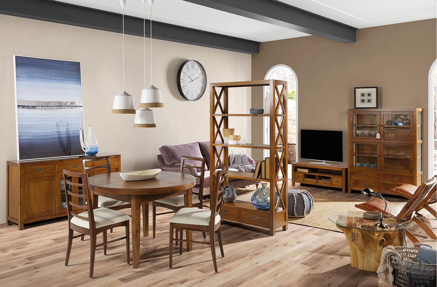 Moycor Luxusný nábytok do obývacej izby z tmavého masívneho dreva