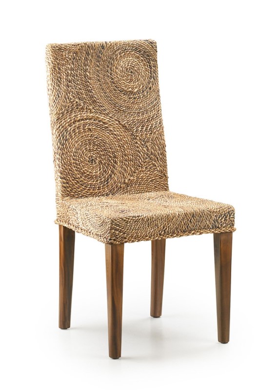 Moycor luxusná jedálenská stolička z tmavého dreva a ratanu