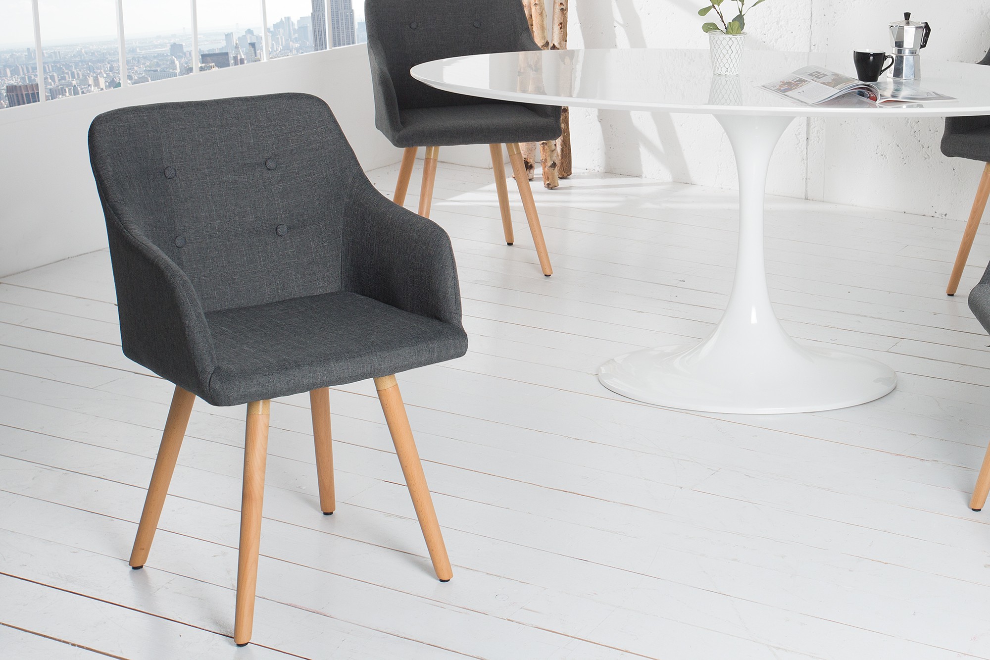 Estila Dizajnová moderná jedálenská stolička Scandinavia šedá