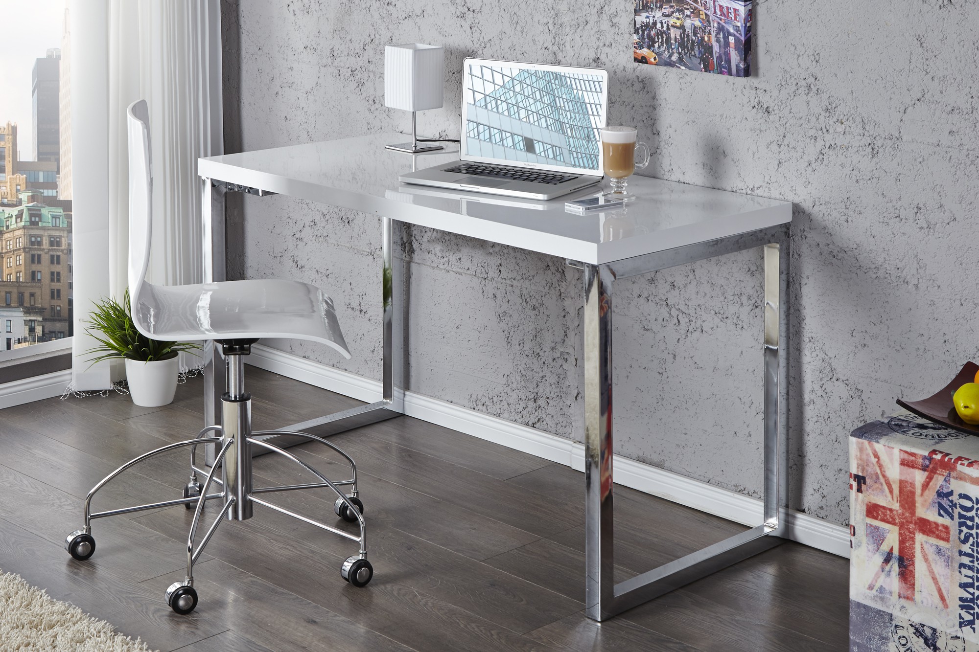 Estila Moderný elegantný pracovný stôl White Desk