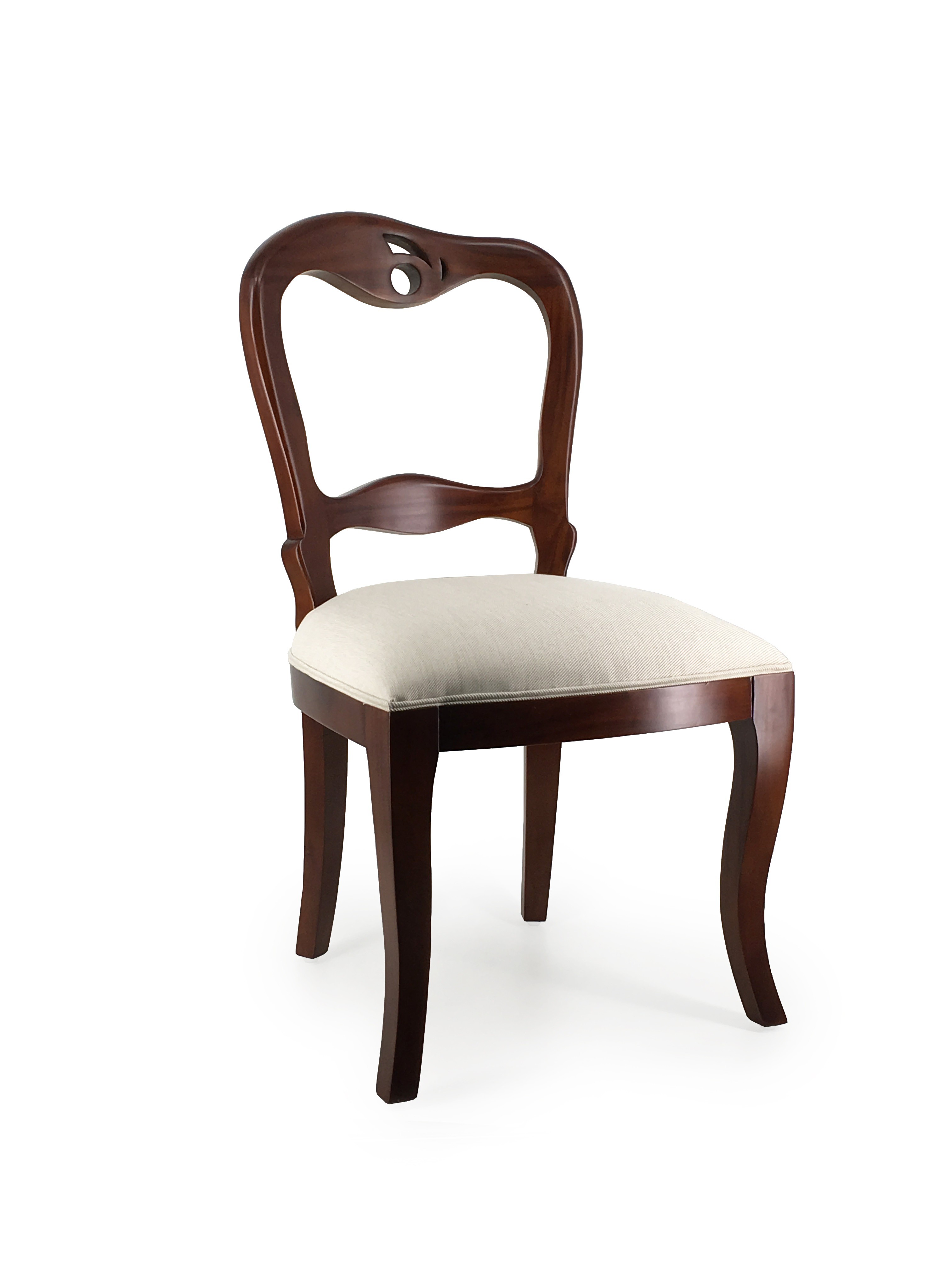 Estila Koloniálna jedálenská stolička M-VINTAGE z masívneho mahagónového dreva s béžovým čalúnením 93cm