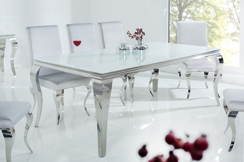Estila Luxusný jedálenský stôl Modern Barock 200cm strieborná/biela