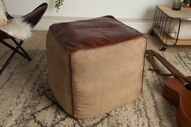 Estila Industriálny luxusný taburet Marlon hnedý 45 cm