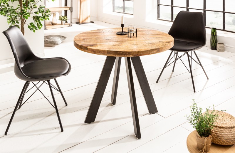 Estila Industriálny dizajnový okrúhly jedálensky stôl Ivar z masívu 80 cm