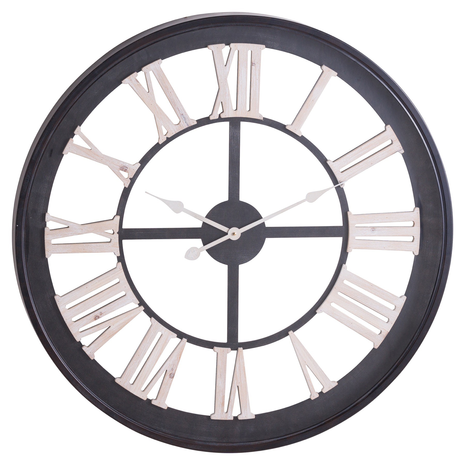 Estila Industriálne okrúhle nástenné hodiny Linarán s čiernym rámom 80cm