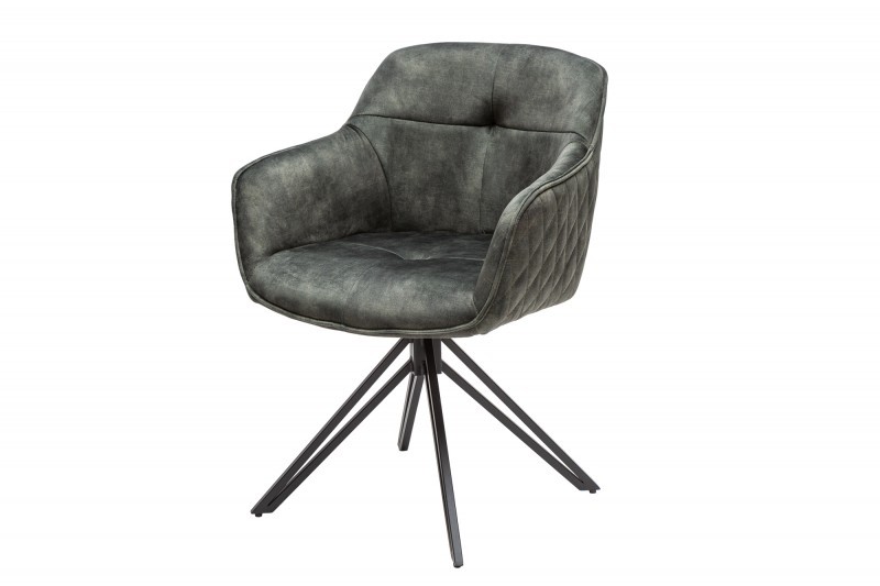 Estila Moderná zelená zamatová stolička Marmol s čiernymi nohami z kovu 82cm