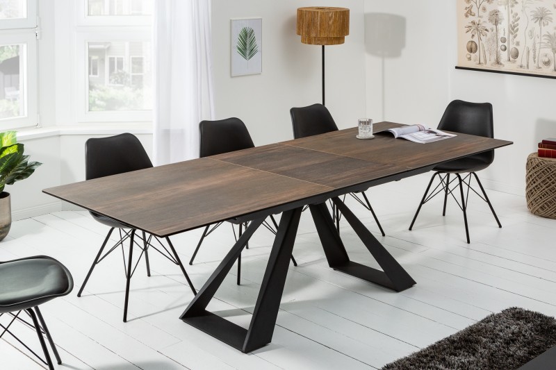 Estila Hnedý dizajnový rozkladací jedálenský stôl Laguna s industriálnymi nohami 180/230cm