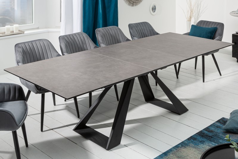 Estila Dizajnový rozkladací jedálenský stôl sivohnedý Laguna s čiernymi kovovými nohami 180/230cm