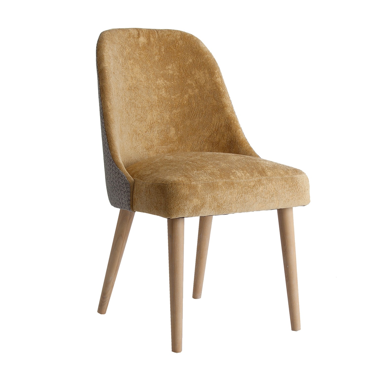 Estila Art-deco luxusná horčicová stolička Lage s drevenými nohami 87cm
