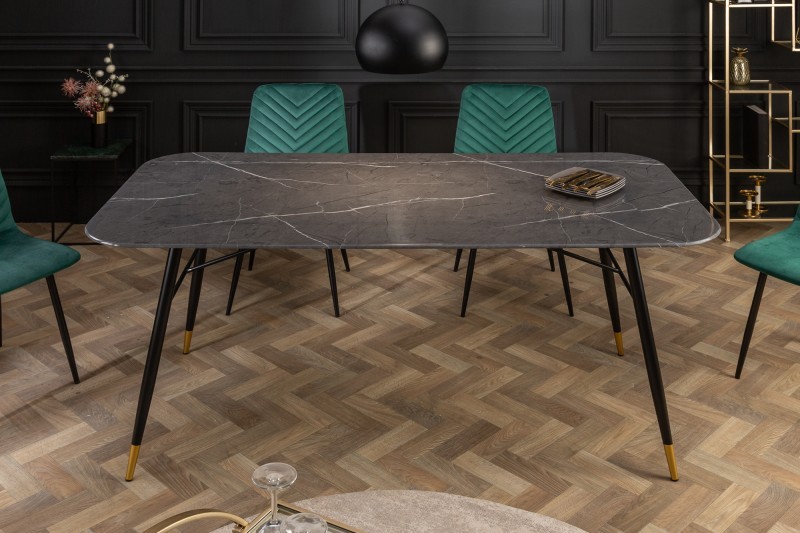 Estila Retro nadčasový jedálenský stôl Forisma s čiernou povrchovou doskou s mramorovým vzhľadom 180 cm