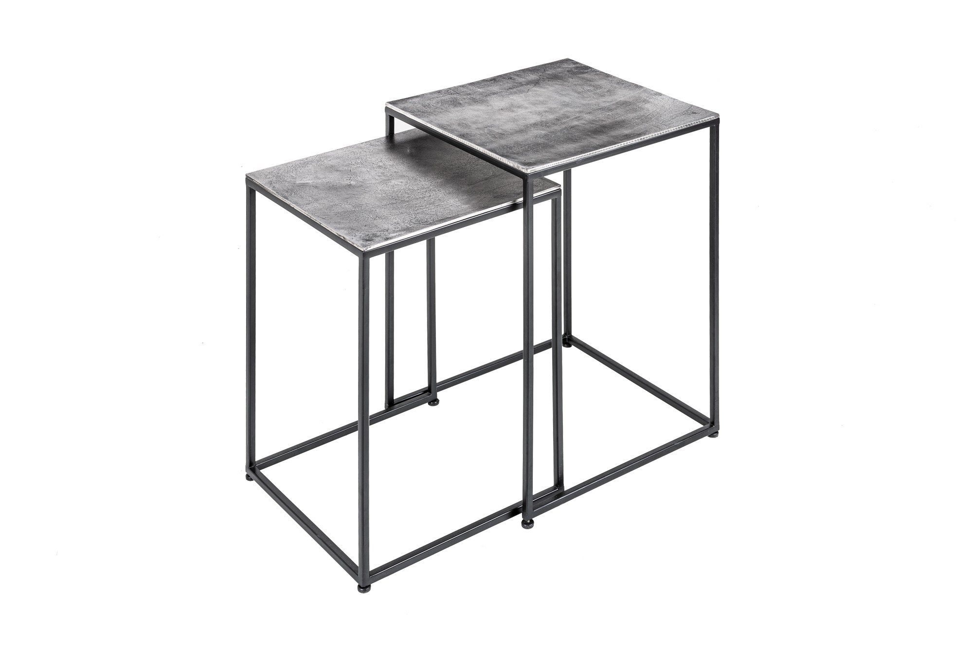 Estila Moderný sivý set príručných stolíkov Elements so štvorcovou doskou a čiernou konštrukciou z kovu 40cm