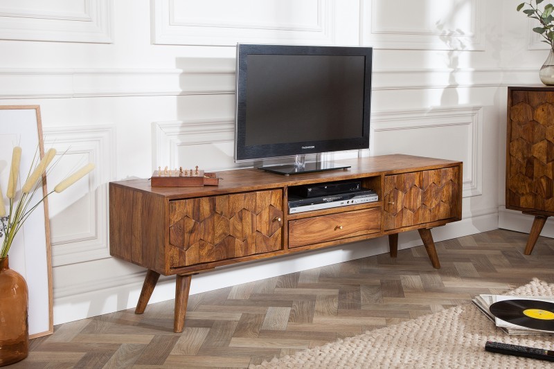 Estila Luxusný televízny stolík Mozaika z masívneho dreva palisander 140cm