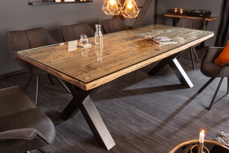 Estila Industriálny jedálenský stôl Barracuda z dreva a kovu 220cm