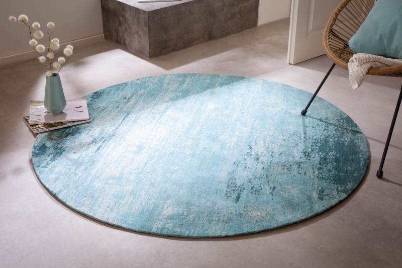 Estila Retro dizajnový kruhový koberec Adassil tyrkysovej farby 150cm