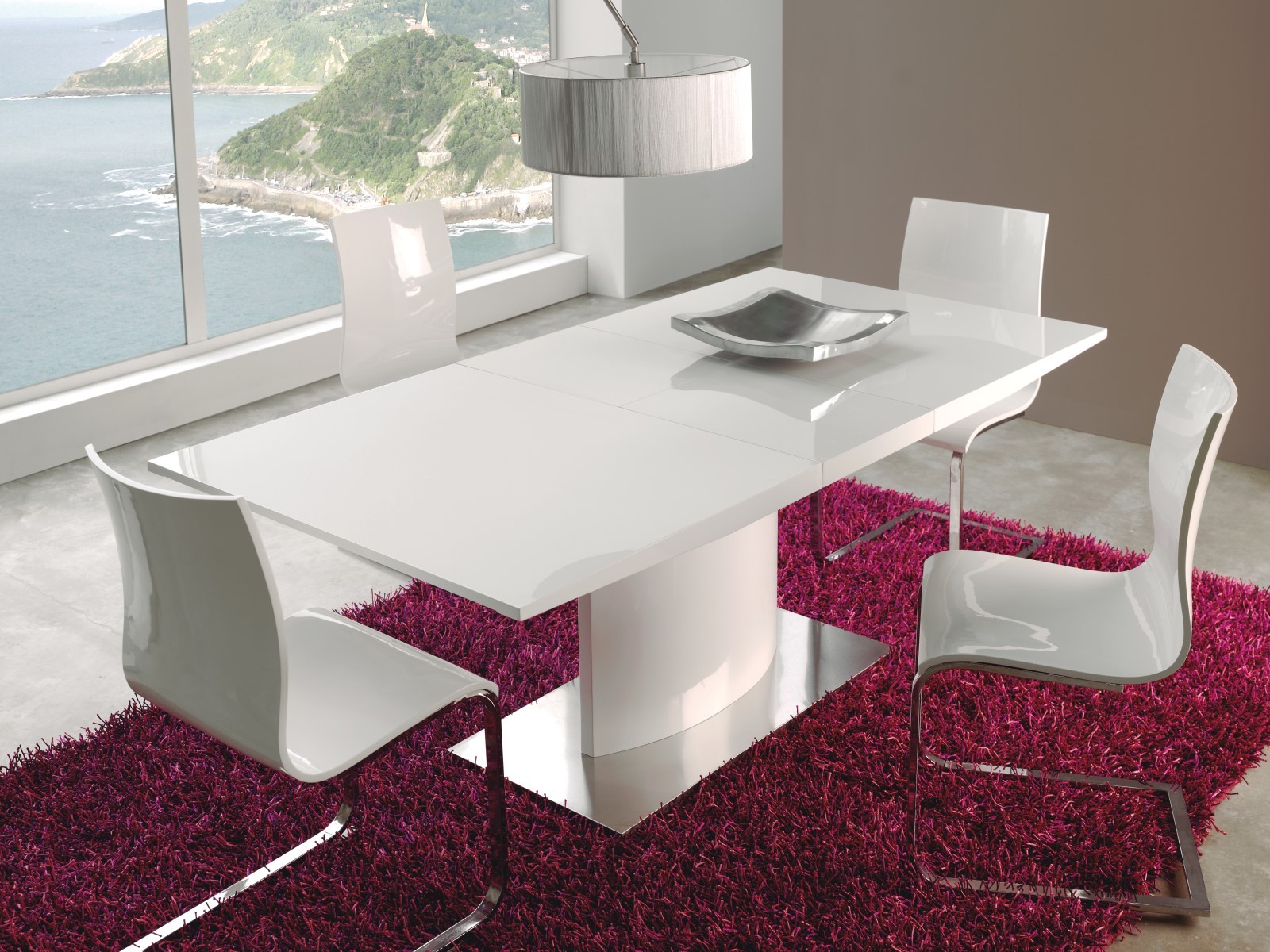 Estila Moderný obdĺžnikový rozkladací jedálenský stôl Edge v lesklom bielom prevedení 160(200)cm