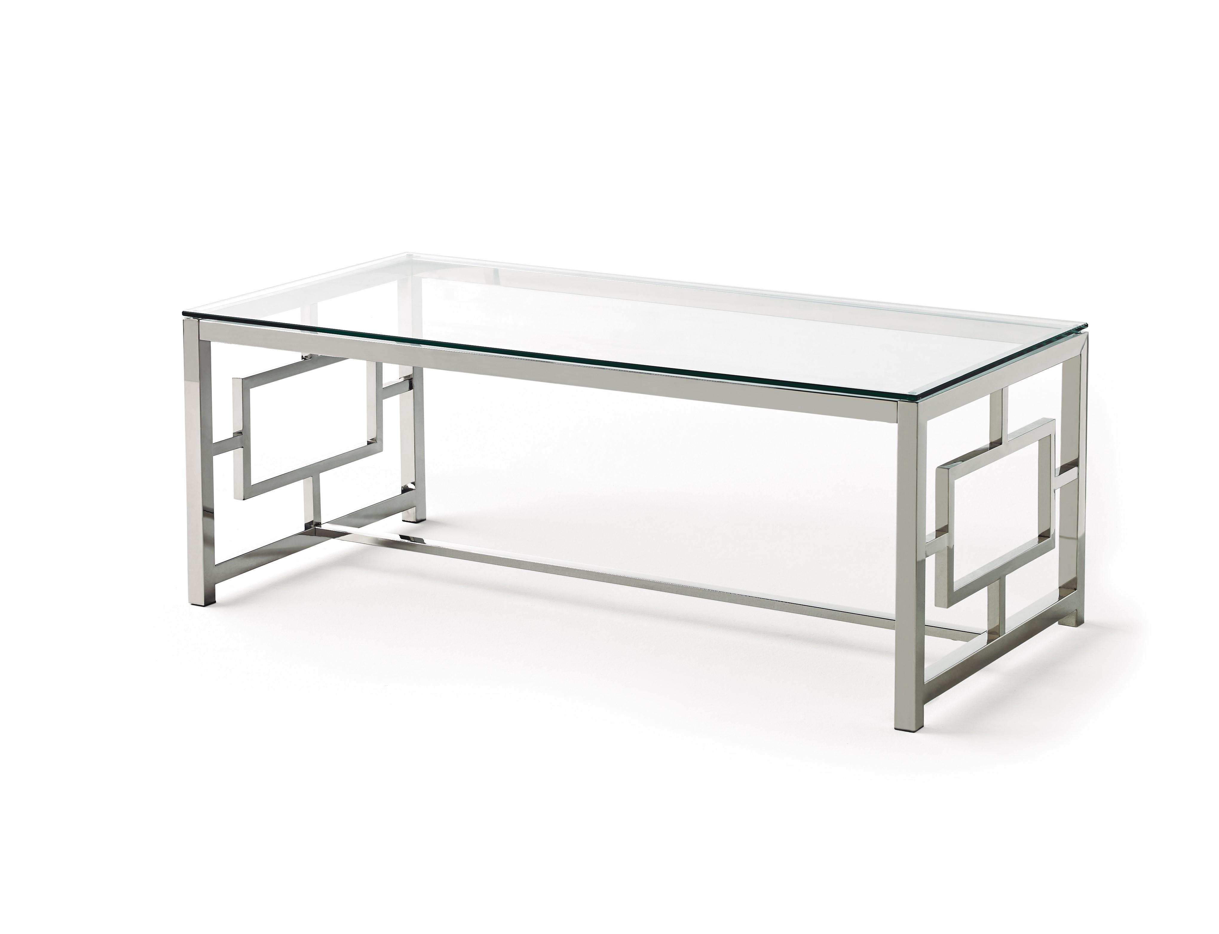 Estila Chrómový dizajnový konferenčný stolík Adorno zo skla a kovu 120cm