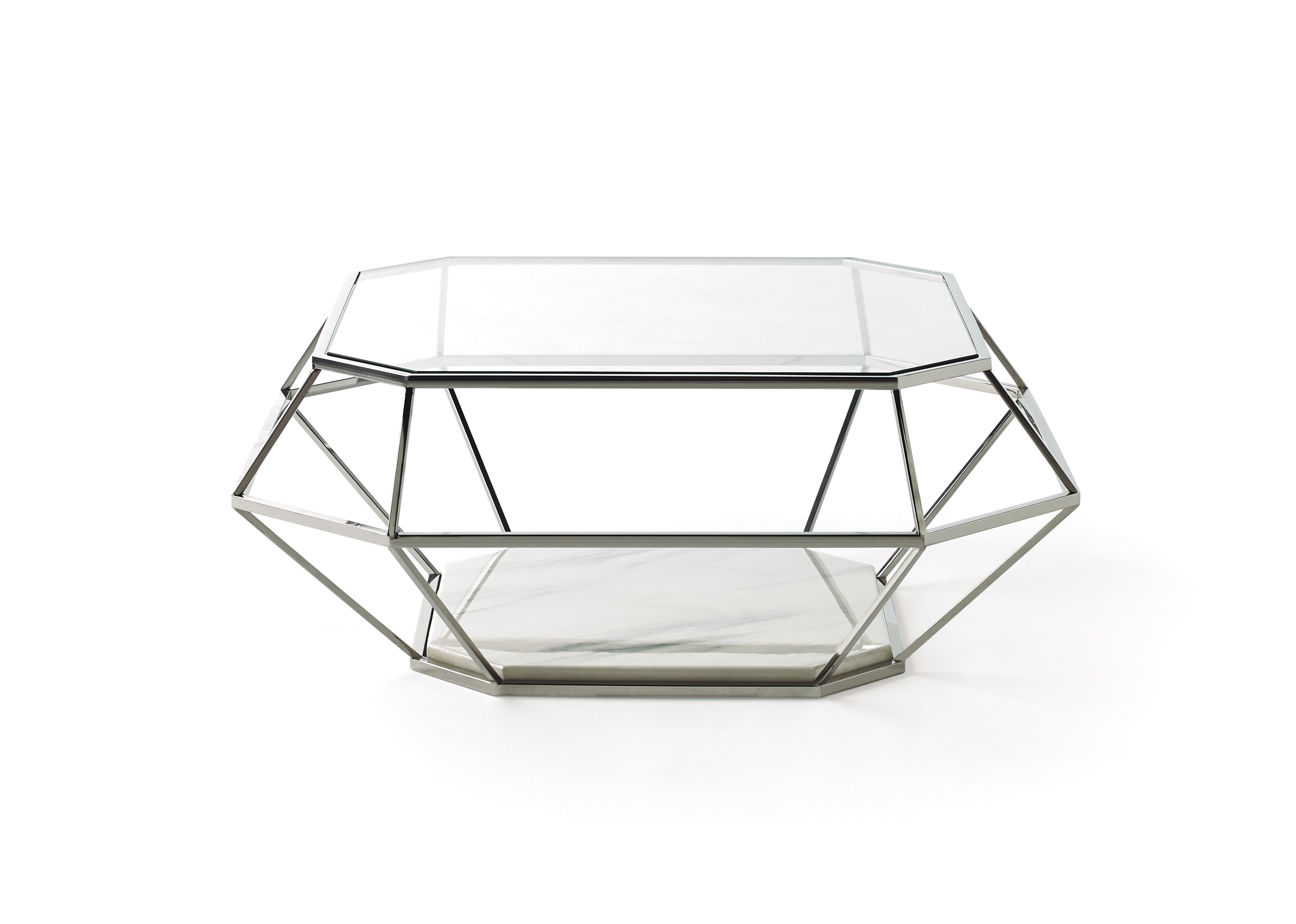 Estila Moderný nadčasový konferenčný stolík Adorno z kovu a skla geometrických tvarov 100cm