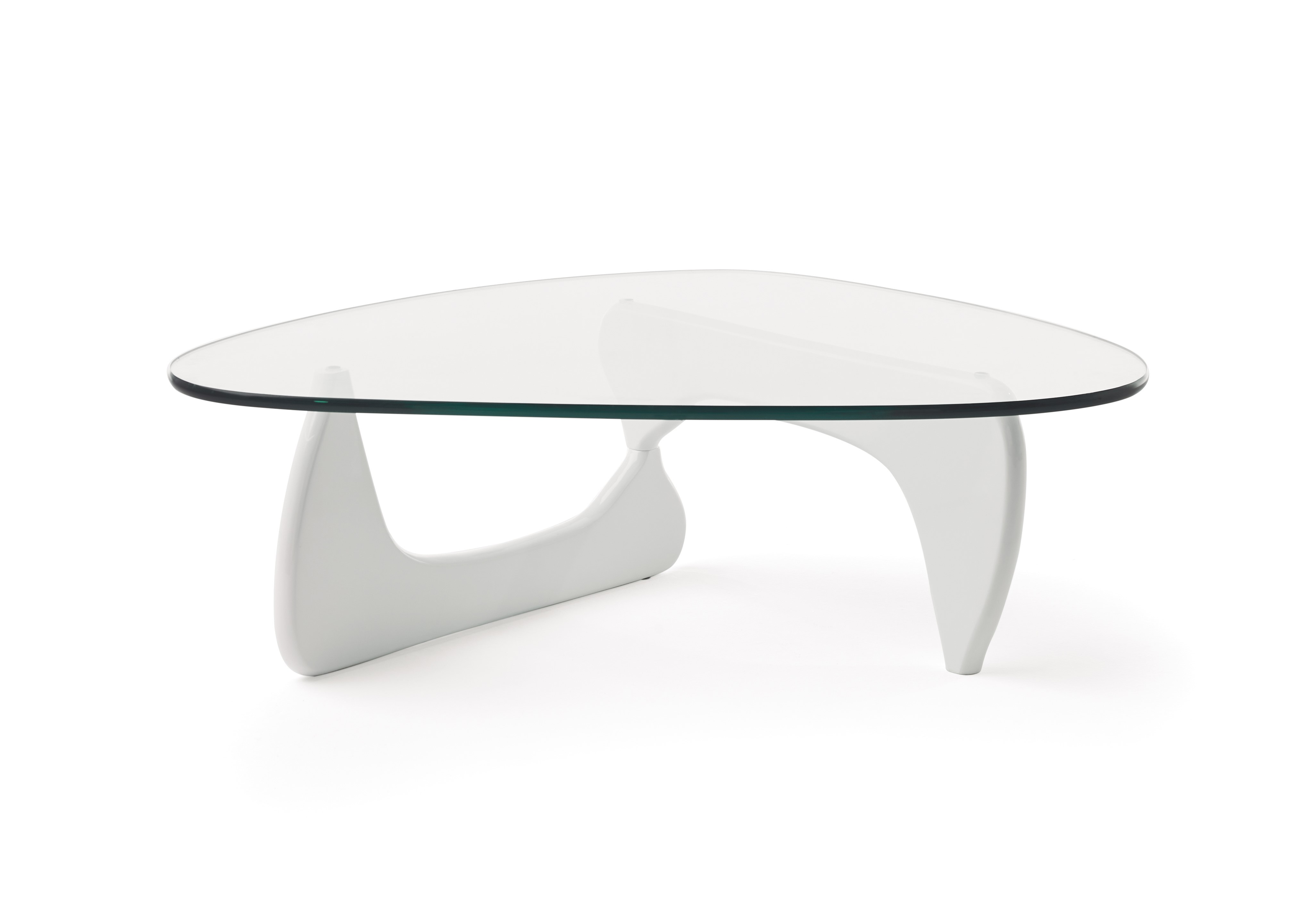 Estila Moderný sklenený konferenčný stolík Dezina oblých tvarov s bielou podstavou 125cm