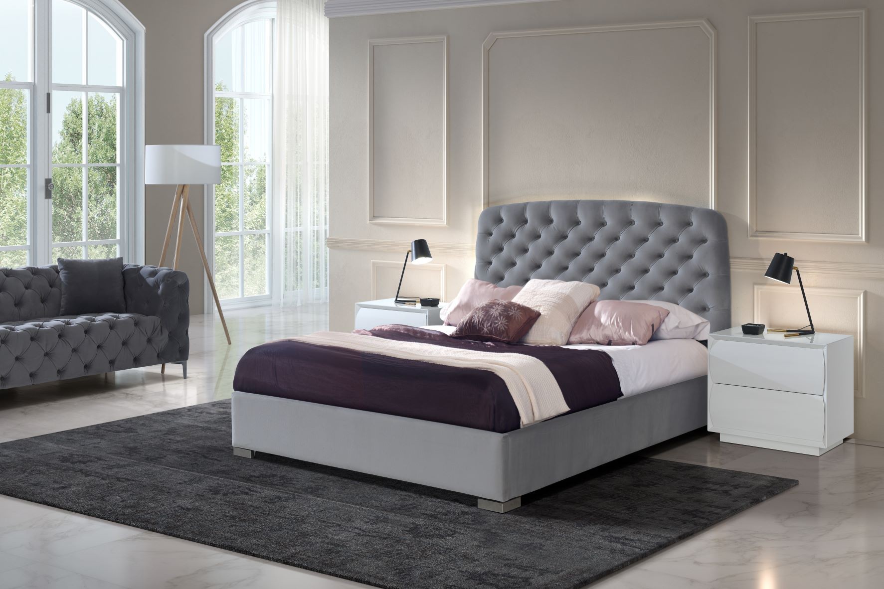Estila Chesterfield čalúnená moderná posteľ Yolanda s úložným priestorom 140-180cm