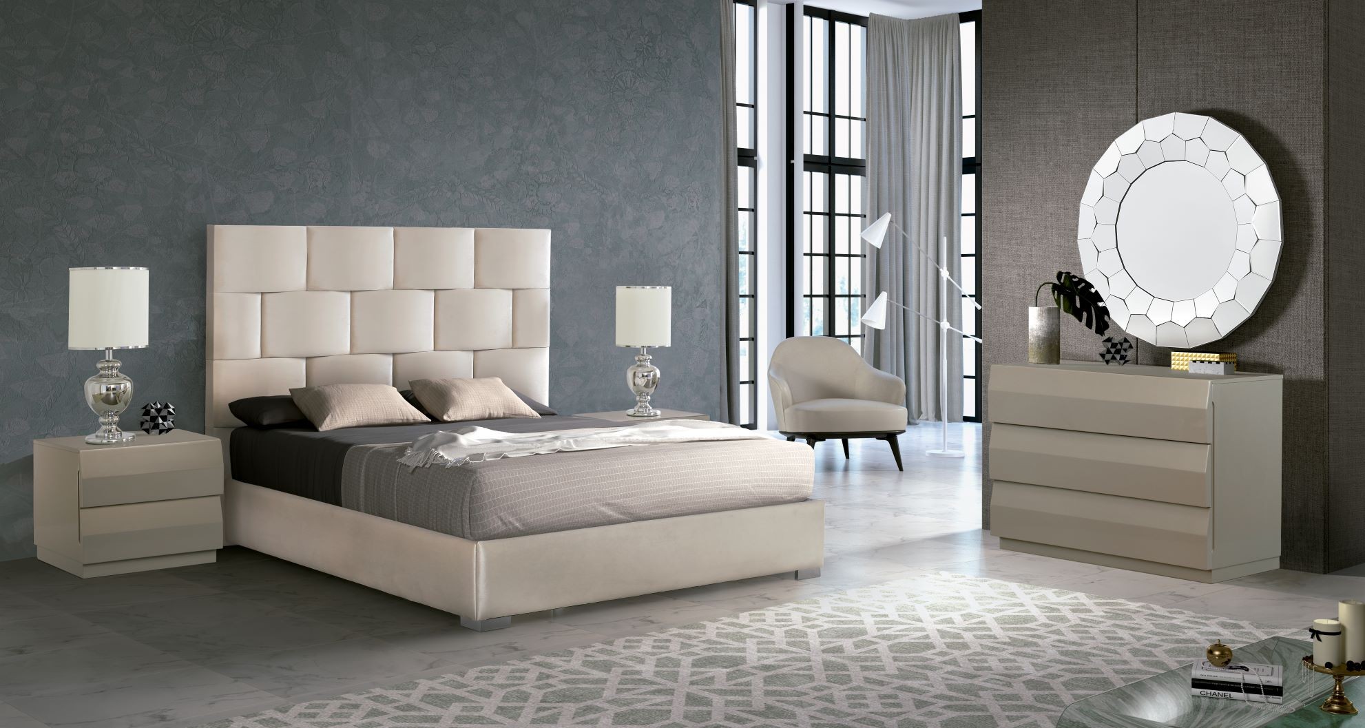 Estila Dizajnová manželská posteľ Berlin s bielym koženým čalúnením a s úložným priestorom 150-180cm