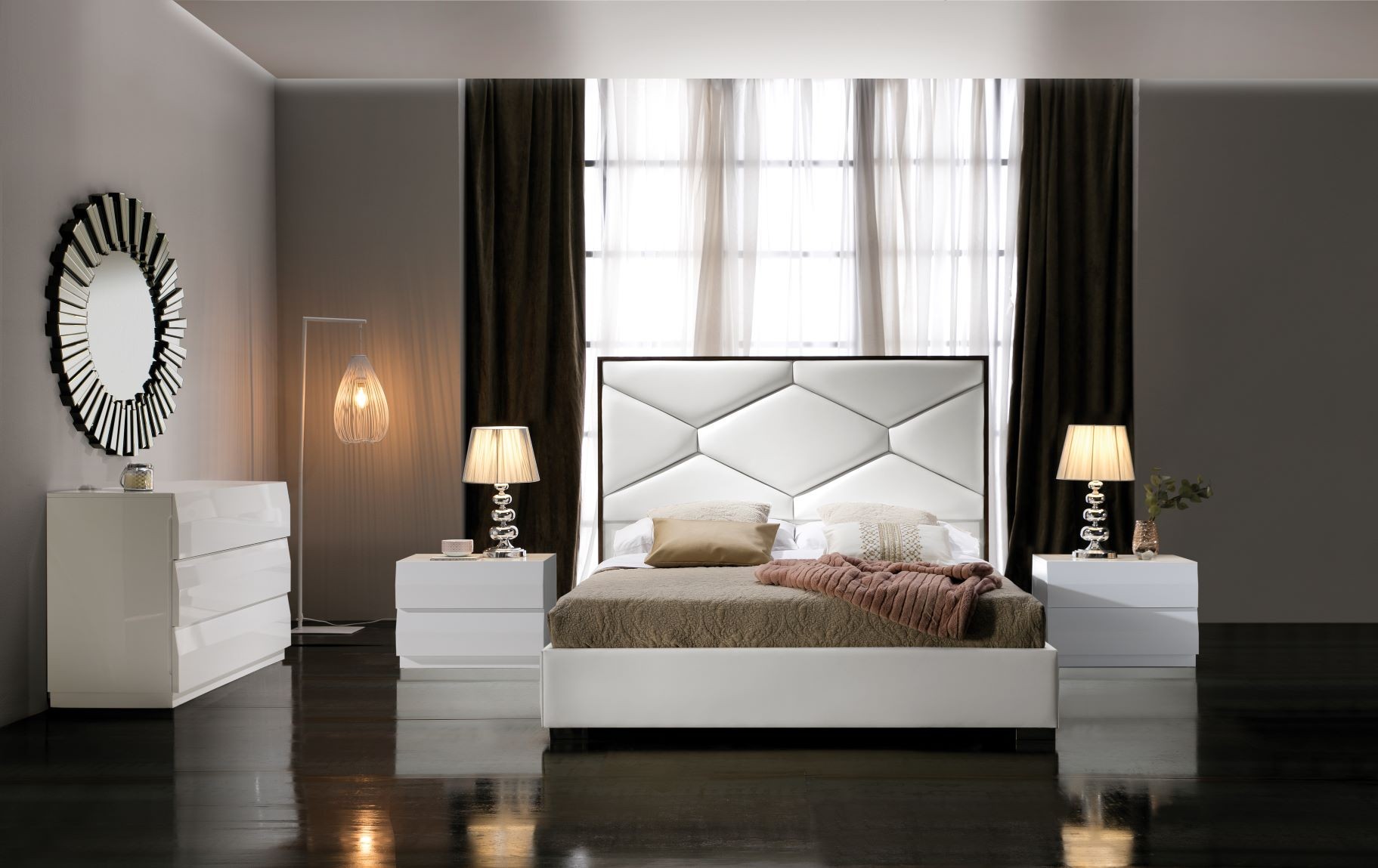 Estila Moderná kožená manželská posteľ Martina s geometrickým vzorovaným čalúnením 150-180cm