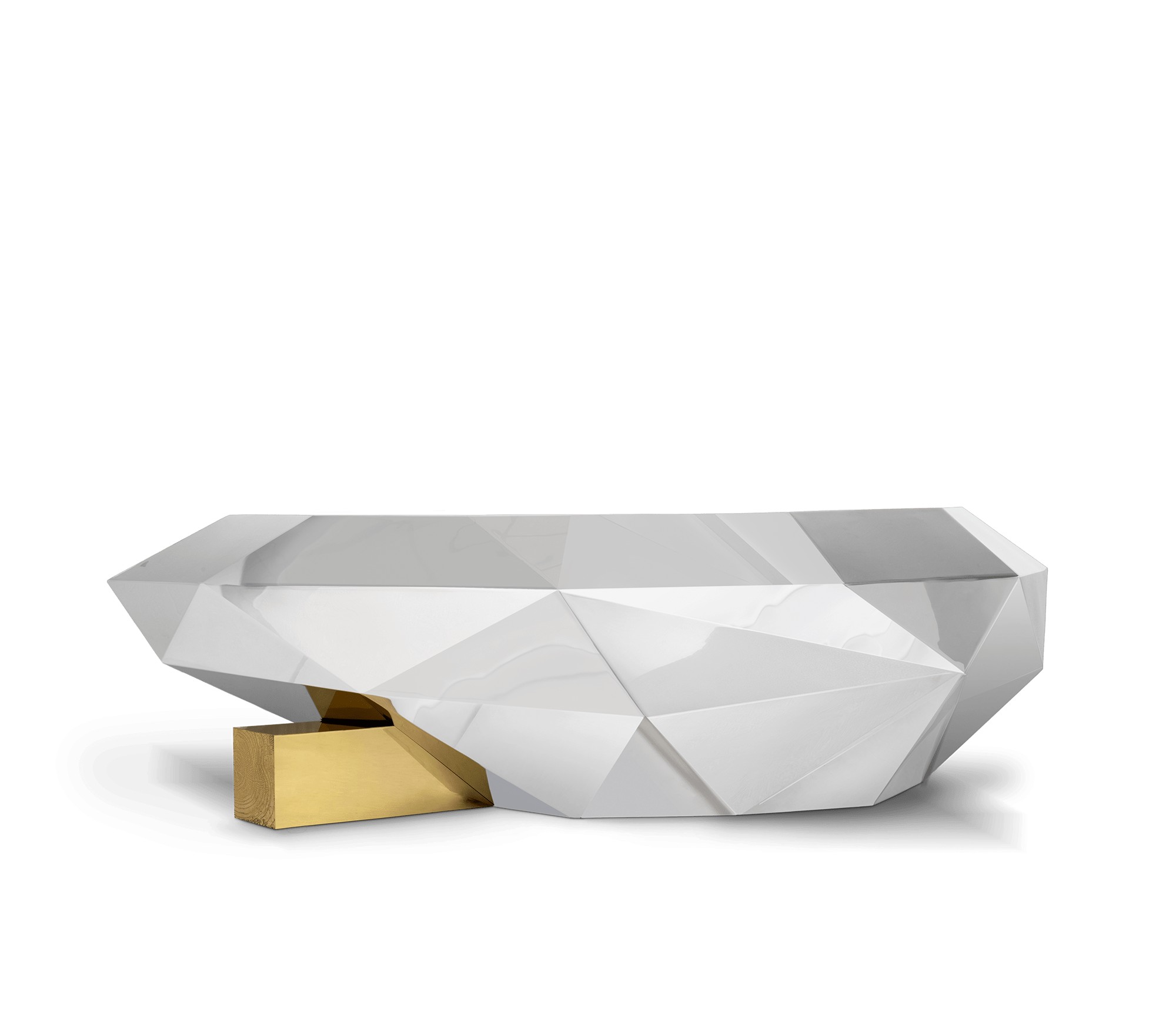Estila Luxusný zrkadlový konferenčný stolík z masívneho dreva a nehrdzavejúcej ocele Diamond 150 cm