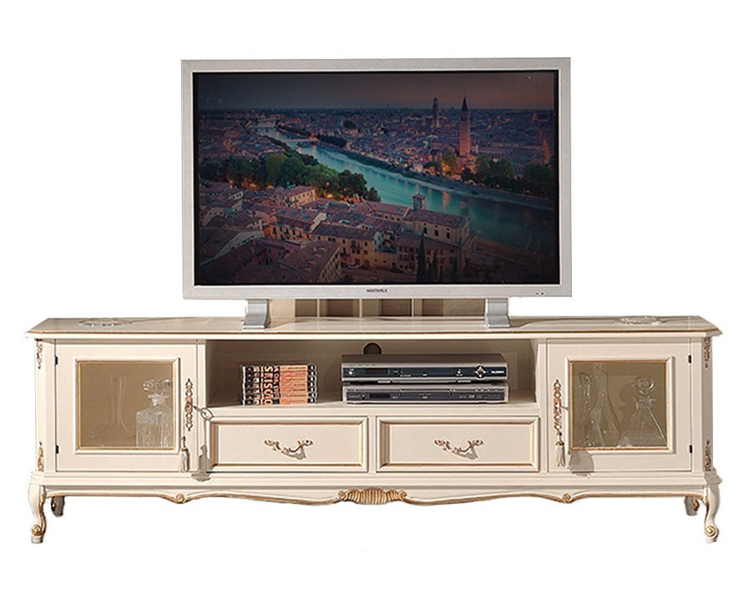 Estila Barokový luxusný TV stolík Emociones s vyrezávanými rustikálnymi nožičkami 180cm