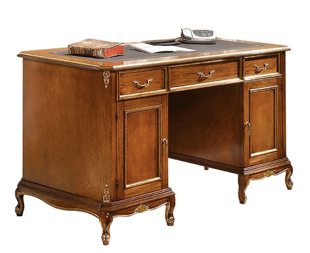 Estila Luxusný rustikálny písací stôl Emociones z masívneho dreva s tromi zásuvkami a dvierkami 130 cm