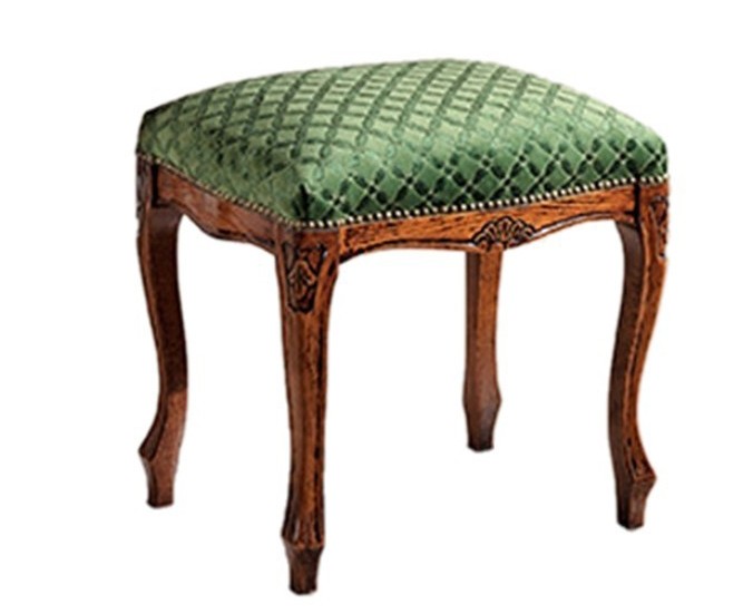 Estila Baroková luxusná čalúnená taburetka Clasica z masívneho dreva s ornamentálnym vyrezávaním 45cm