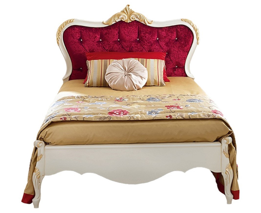 Estila Klasická luxusná posteľ Pasiones s čalúnením a vyrezávaným zdobením 143cm