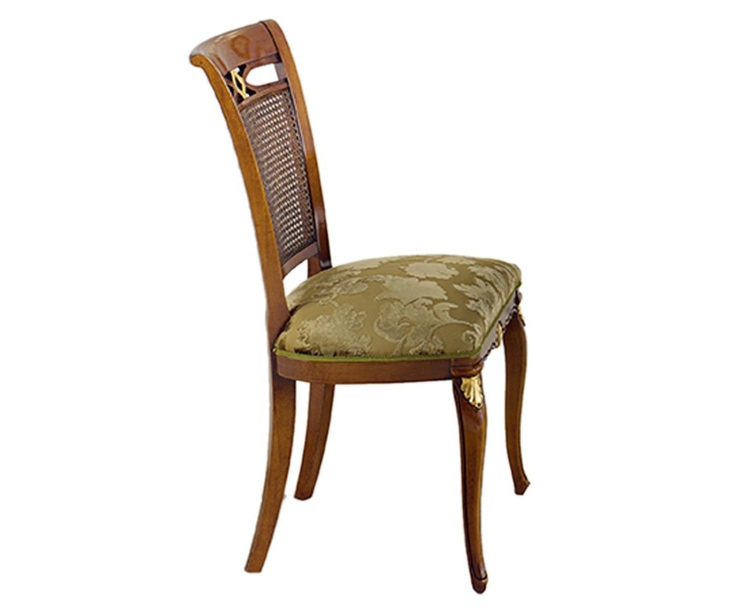 Estila Luxusná rustikálna jedálenská stolička Pasiones s ratanovou opierkou a čalúnenou sedacou časťou s výzdobou 100cm